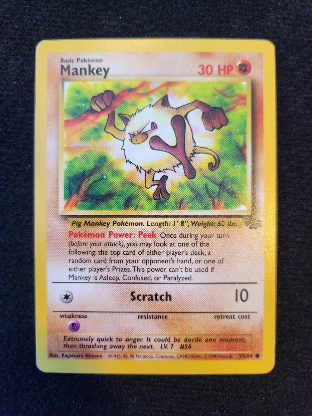 Mankey (55/64) - Original Pokémon Trading Card Game - Jungle (1999)